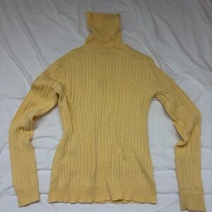 Izod Light Yellow Cable Knit Turtleneck Sweater